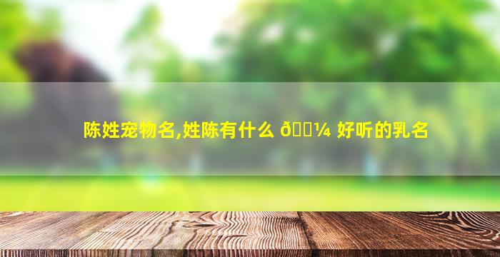陈姓宠物名,姓陈有什么 🌼 好听的乳名